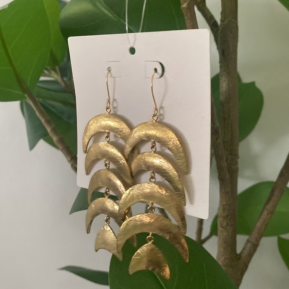 Mooncast Statement Earrings | Aureus + Argent Gold Brass Moon Dangle earring - Picture 2 of 7